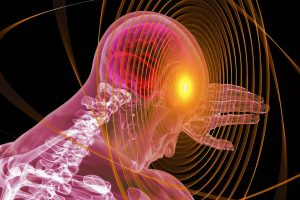 A skeletal scan with a yellow aura coming out of the brain.