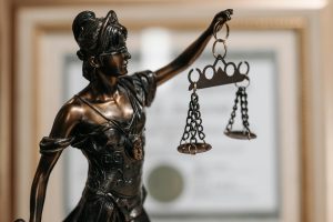 A closeup shot of a Themis figurine.
