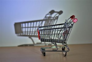 A miniature shopping cart.