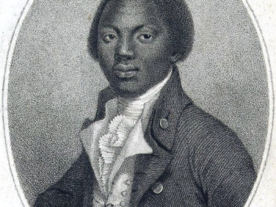 Black and white portrait of Olaudah Equiano