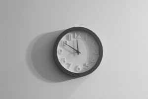 A black and white wall clock.