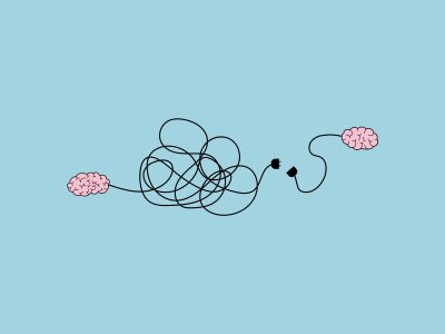 Illustration of two brains with wires coming out of them, reaching to plug or connect to each other