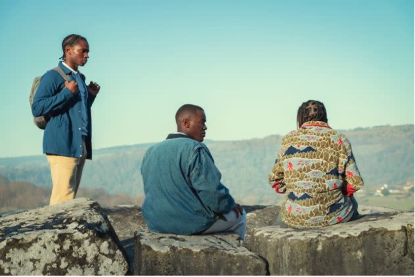 Still of Jackson, Eric, and Cal in Sex Education. 
