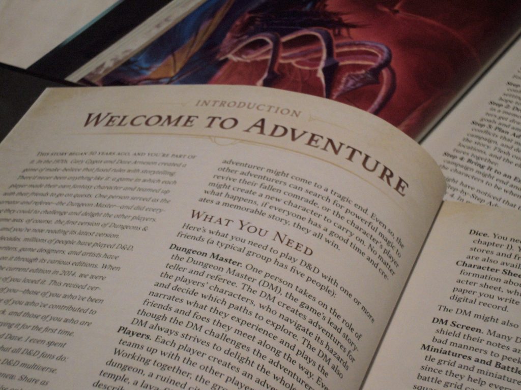 Photo of the introductory chapter of the Player's Handbook