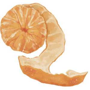 Illustration of a partially peeled tangerine