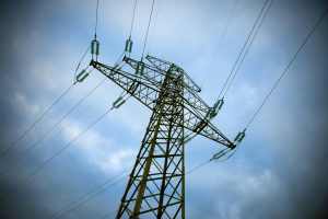 Electrical power line from a downwards point of view