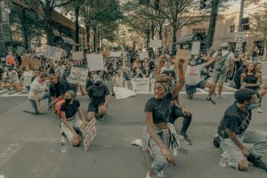 People protesting on the street