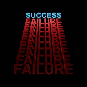 Text that shows success on the top and failure on the bottom.