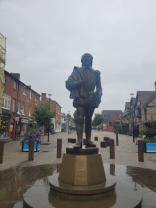 A statue of William Shakespeare in Stratford-upon-Avon, UK