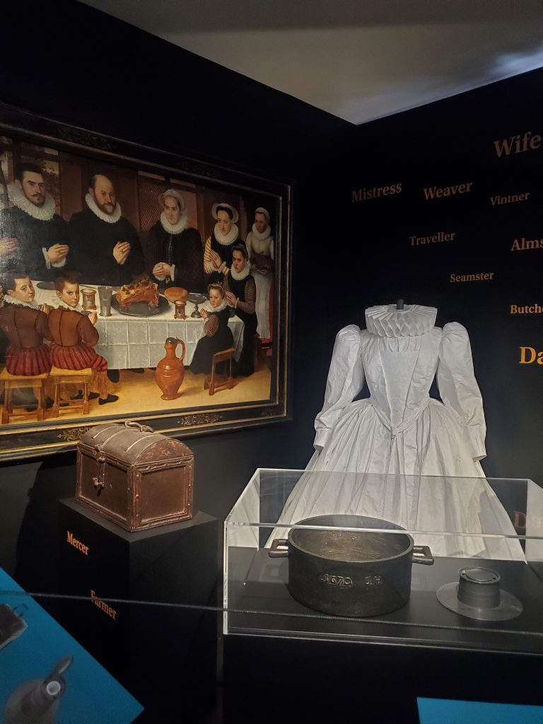 Photo of a white Elizabethan gown.