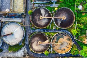 Aerial view of water treatment plant