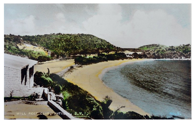 A postcard depicting the beach now owned by the Mill Reef Club