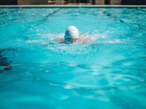 Confident swimmer in the water
